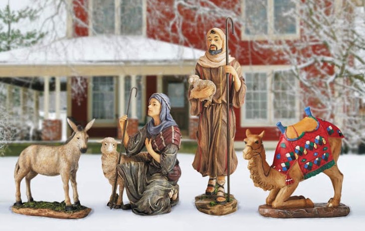 Real Life Outdoor Nativity - Two Shepherds, Camel, and Donkey set, handcrafted Christmas gift, Grande Place, Lancaster County PA