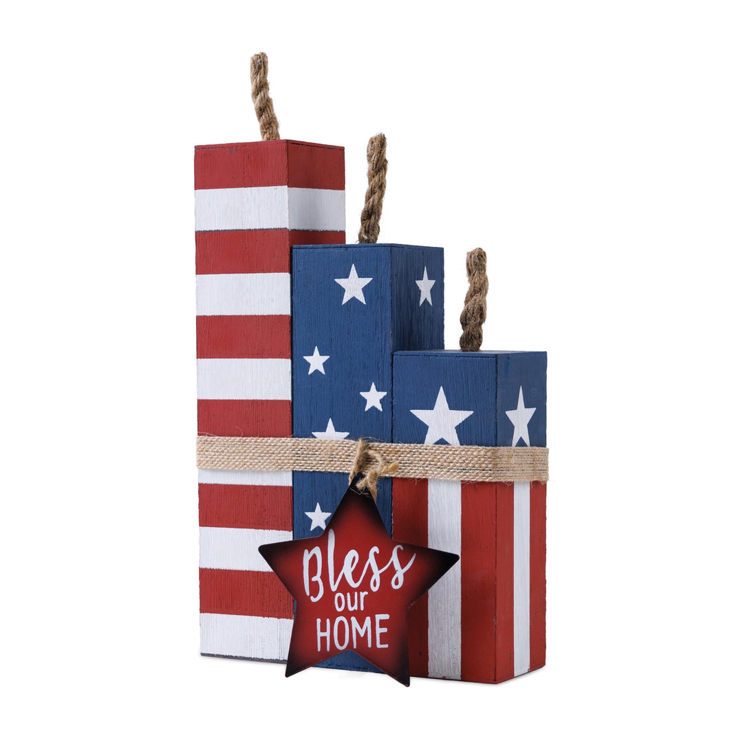 Americana Firecracker Block Bundle 14"H, handcrafted Christmas gift, Grande Place, Lancaster County PA