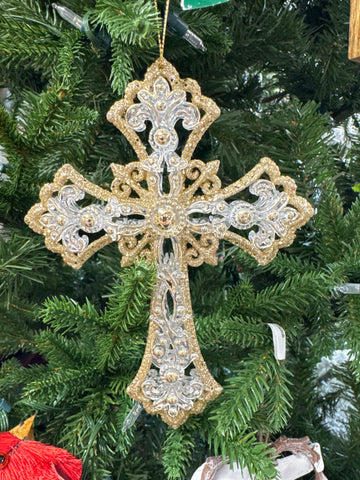 Gold Cross Ornament 6”