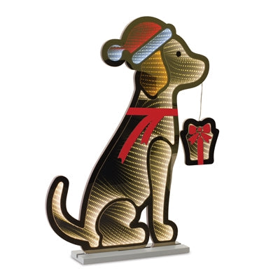 Dog w/Santa Hat Infinity Light, handcrafted Christmas gift, Grande Place, Lancaster County PA
