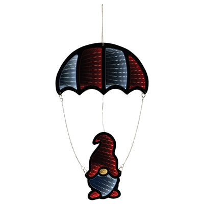Gnome w/ parachute Infinity Light 23.5", handcrafted Christmas gift, Grande Place, Lancaster County PA