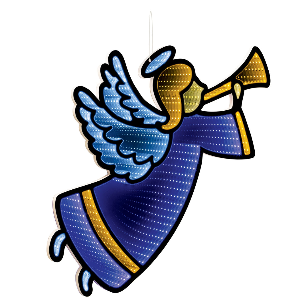 Angel with Horn Ekkolight 24.5"H, handcrafted Christmas gift, Grande Place, Lancaster County PA