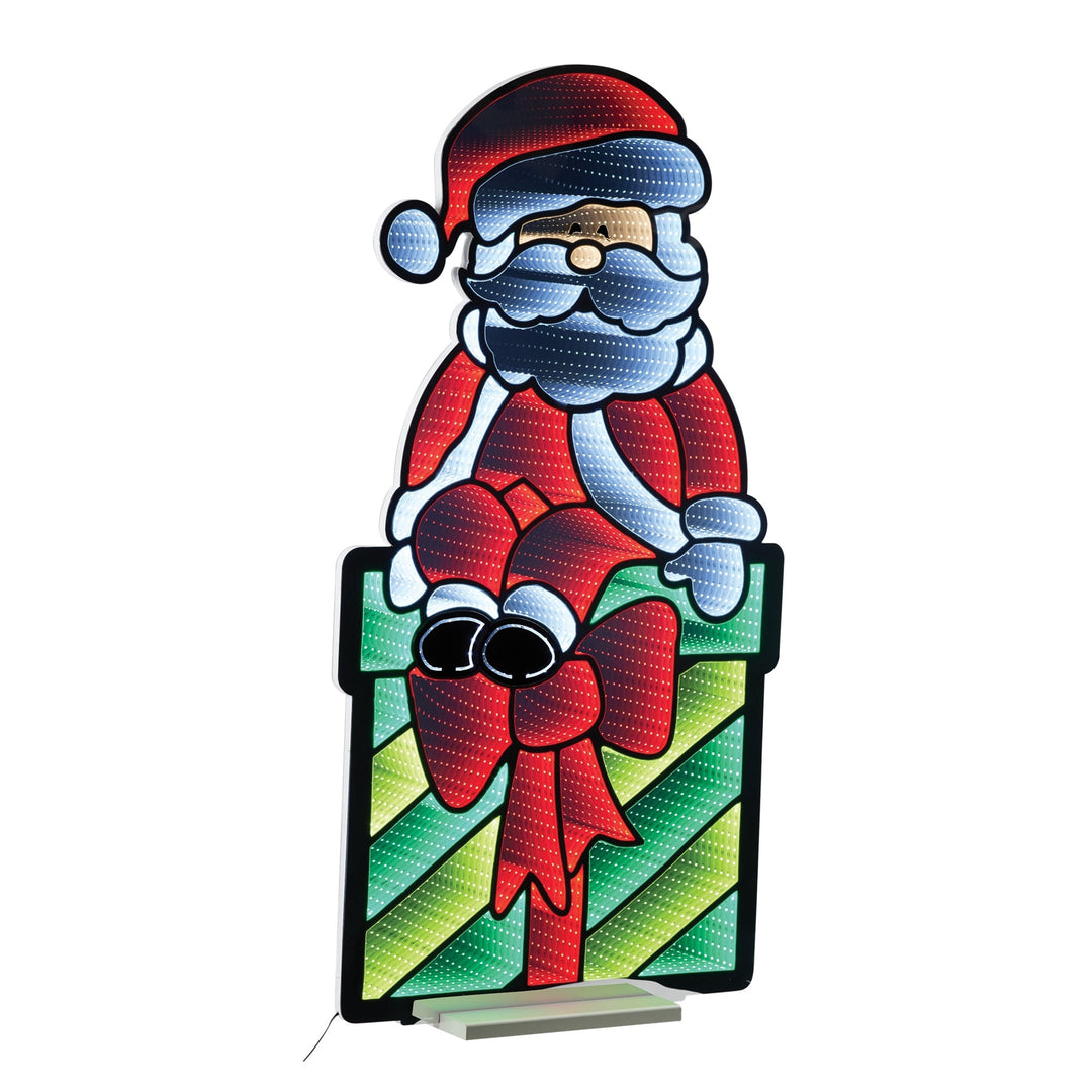 Santa on Package Ekkolight 47"H, handcrafted Christmas gift, Grande Place, Lancaster County PA