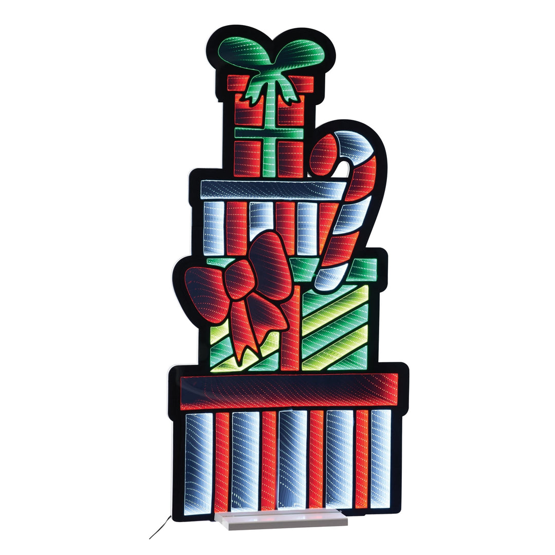Package Stack and Candy Cane Ekkolight 47"H, handcrafted Christmas gift, Grande Place, Lancaster County PA