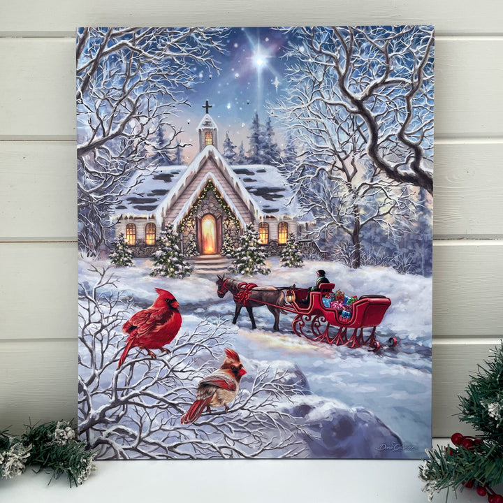 A Christmas Journey 16x20 Fiber Optic Canvas, handcrafted Christmas gift, Grande Place, Lancaster County PA