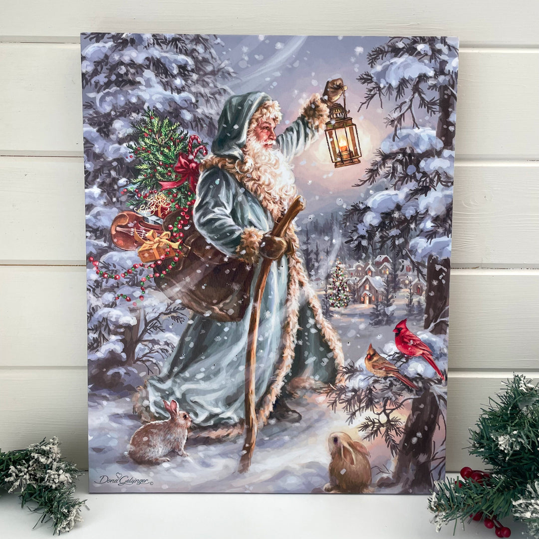 Saint Nicholas 16x20 Fiber Optic Canvas, handcrafted Christmas gift, Grande Place, Lancaster County PA