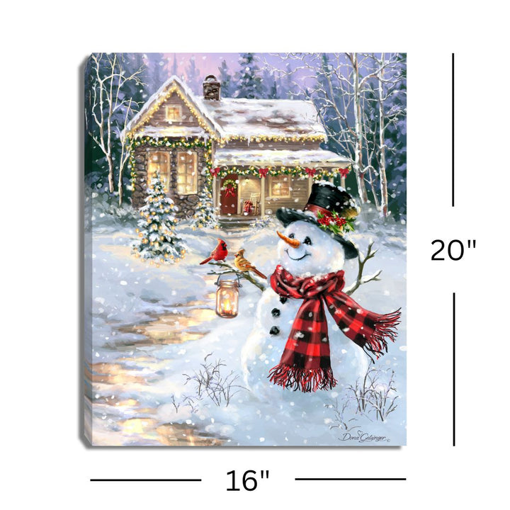 Cottage in the Snow 16x20 Fiber Optic Canvas