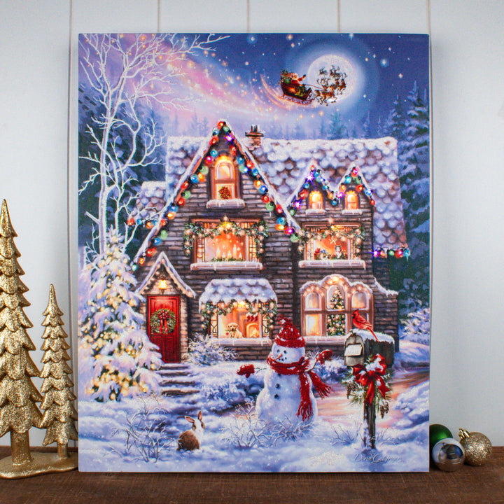 Christmas House 16x20 Fiber Optic Canvas, handcrafted Christmas gift, Grande Place, Lancaster County PA