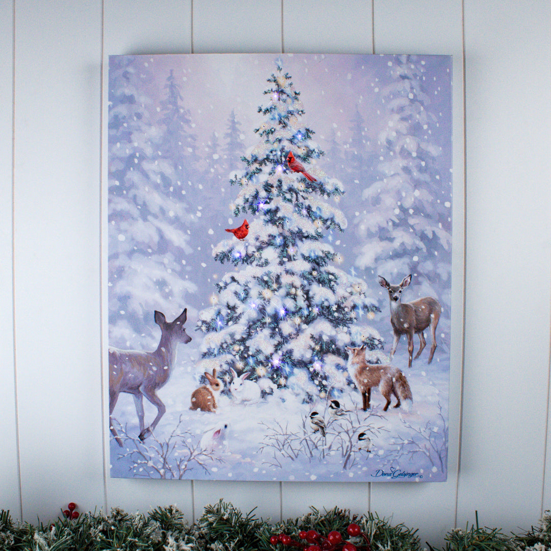 Woodland Christmas 16x20 Fiber Optic Canvas, handcrafted Christmas gift, Grande Place, Lancaster County PA