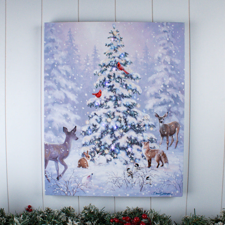Woodland Christmas 16x20 Fiber Optic Canvas, handcrafted Christmas gift, Grande Place, Lancaster County PA