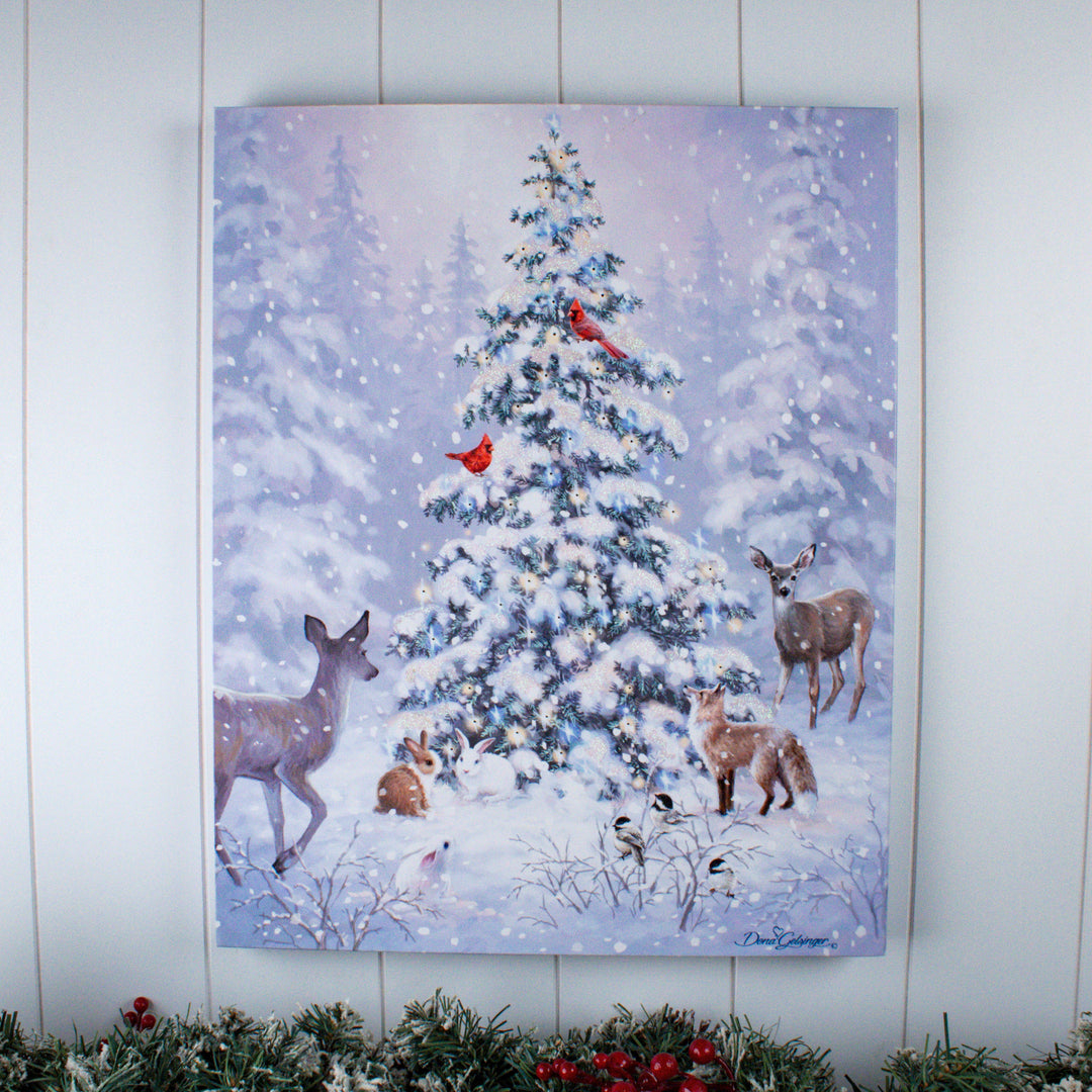 Woodland Christmas 16x20 Fiber Optic Canvas