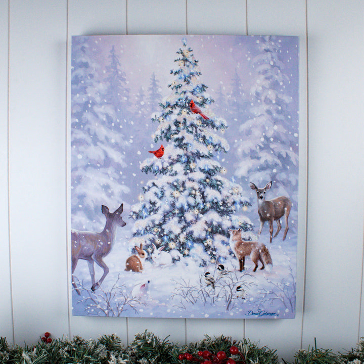 Woodland Christmas 16x20 Fiber Optic Canvas
