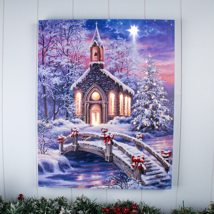 O Come Emmanuel 16x20 Fiber Optic Canvas, handcrafted Christmas gift, Grande Place, Lancaster County PA