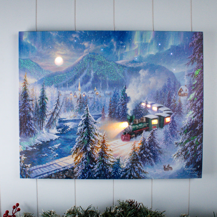 Christmas Train 16x20 Fiber Optic Canvas, handcrafted Christmas gift, Grande Place, Lancaster County PA