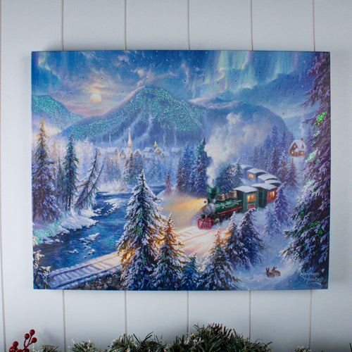 Christmas Train 16x20 Fiber Optic Canvas