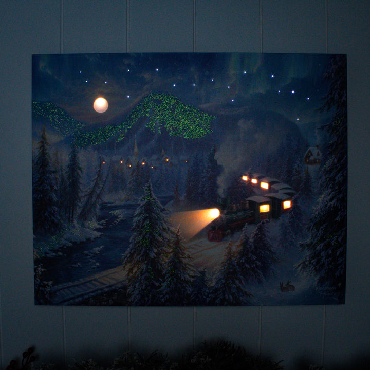 Christmas Train 16x20 Fiber Optic Canvas