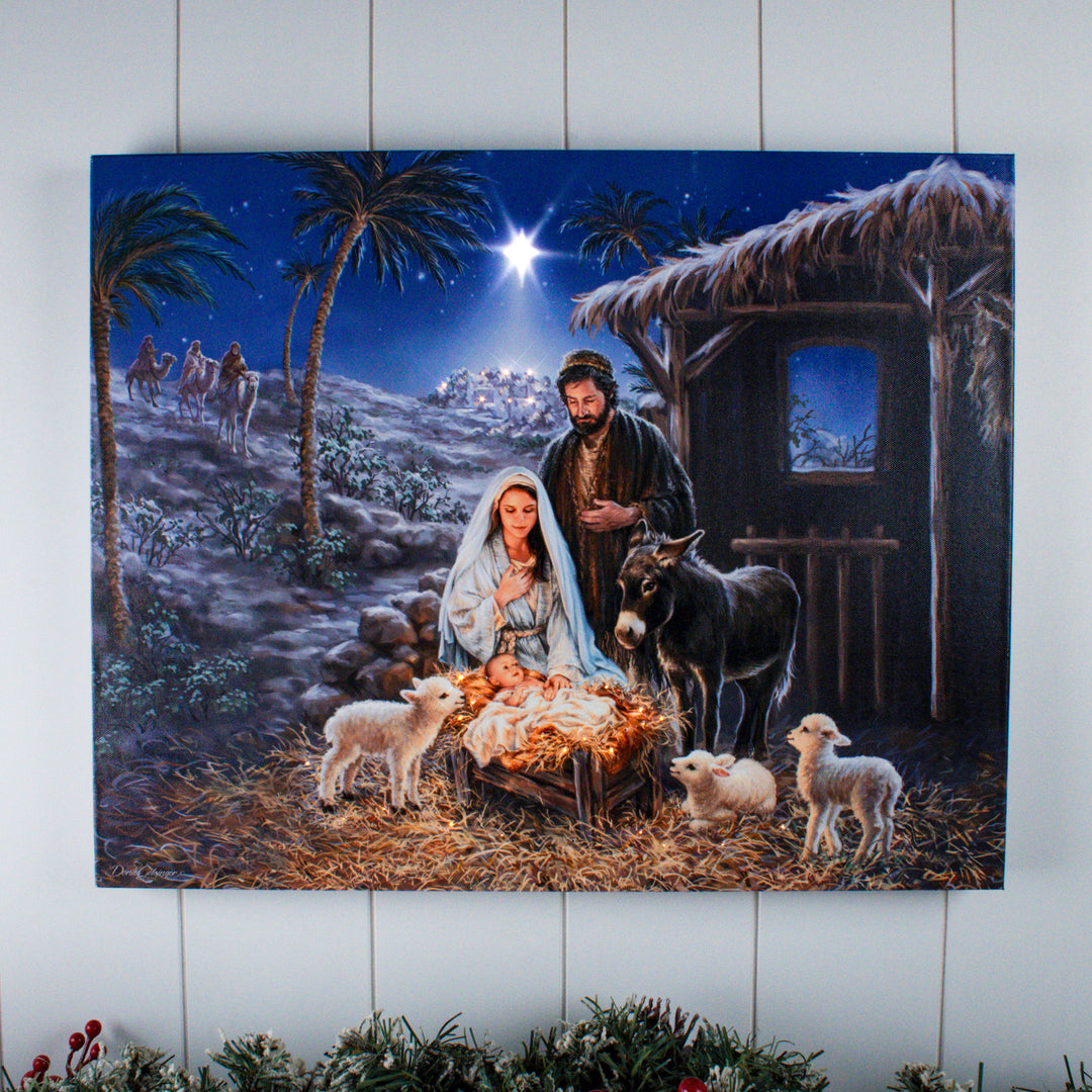 A Savior is Born 16x20 Fiber Optic Canvas, handcrafted Christmas gift, Grande Place, Lancaster County PA