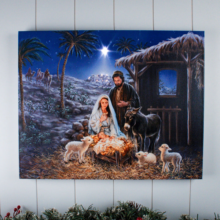 A Savior is Born 16x20 Fiber Optic Canvas, handcrafted Christmas gift, Grande Place, Lancaster County PA
