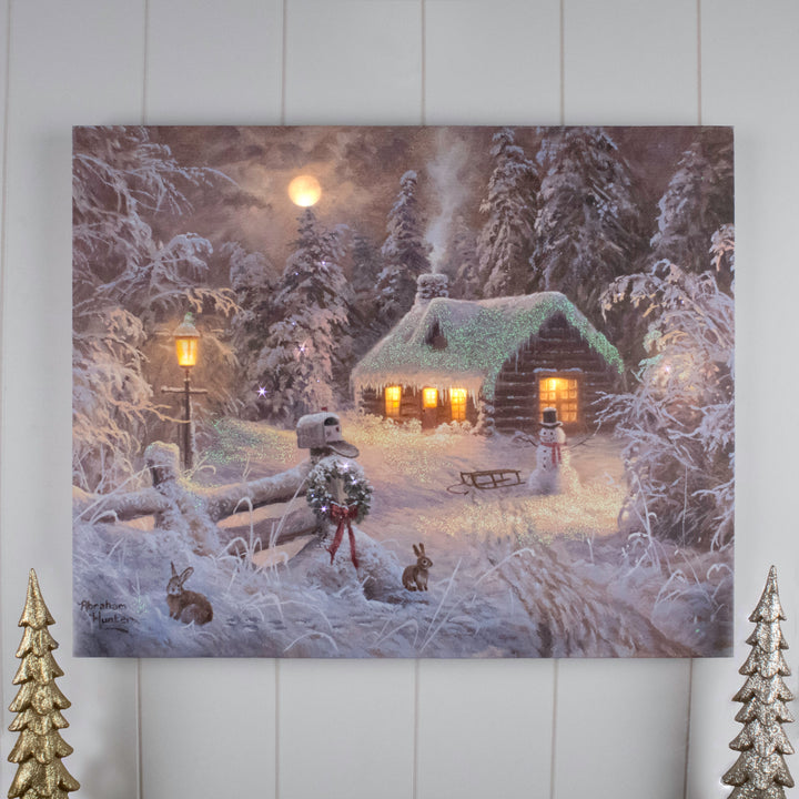Holiday Home 16x20 Fiber Optic Canvas, handcrafted Christmas gift, Grande Place, Lancaster County PA