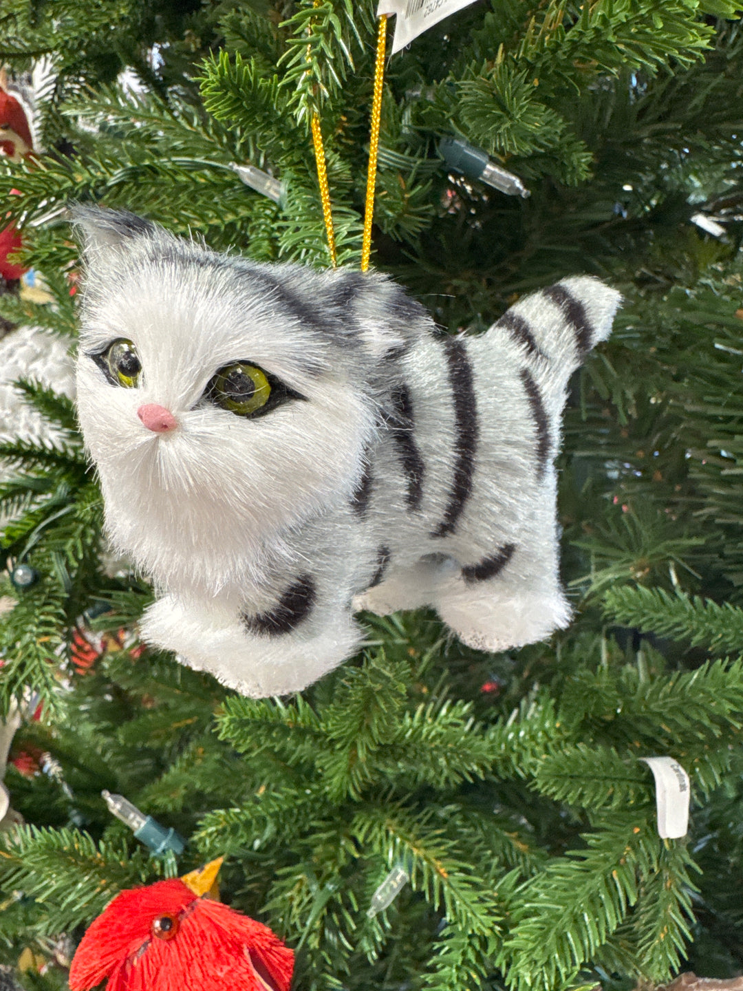 Fuzzy Cat Ornament, handcrafted Christmas gift, Grande Place, Lancaster County PA