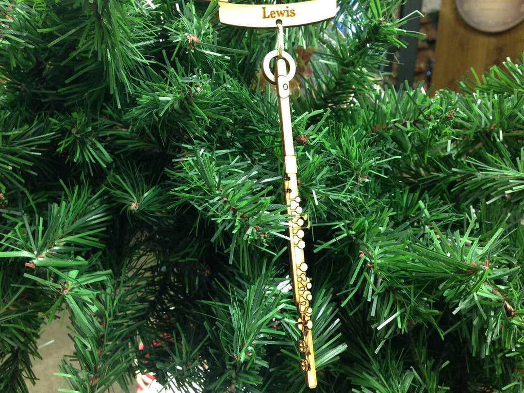 Flute instrument personalized Christmas ornament