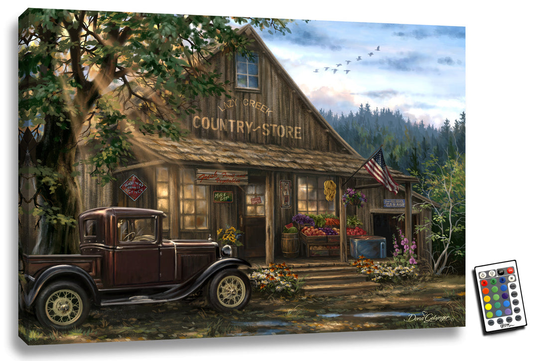 Country Store 18x24 Fully Illuminated LED Wall Art, handcrafted Christmas gift, Grande Place, Lancaster County PA