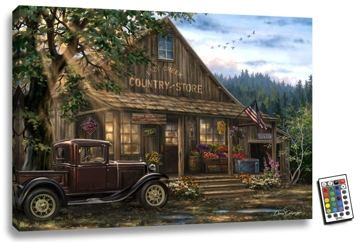 Country Store 18x24 Fully Illuminated LED Wall Art, handcrafted Christmas gift, Grande Place, Lancaster County PA