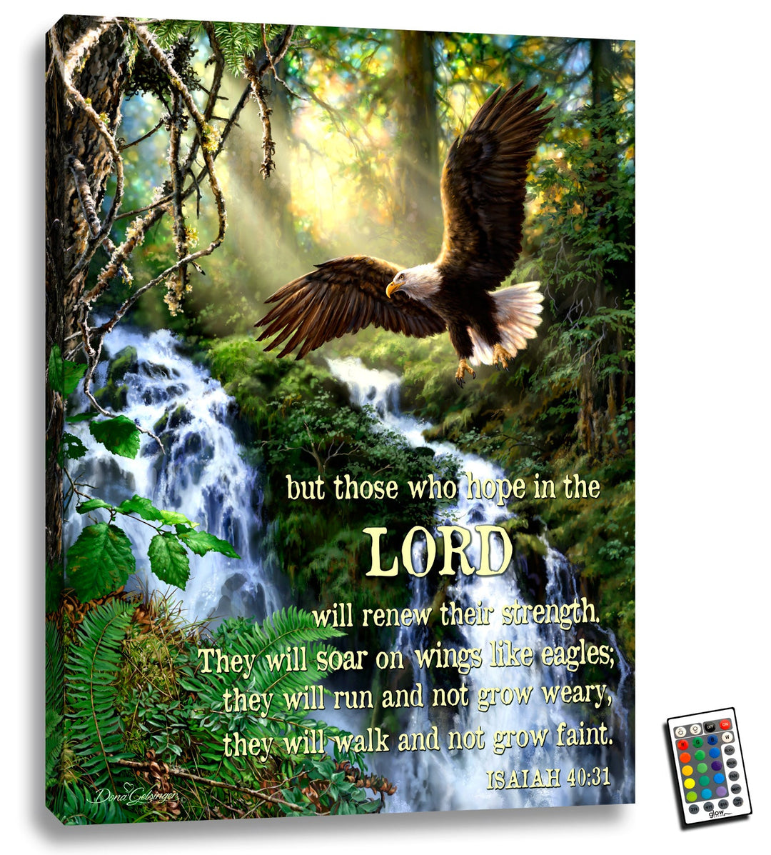 Eagle's Flight with Scripture 18x24 Fully Illuminated LED Wall Art, handcrafted Christmas gift, Grande Place, Lancaster County PA