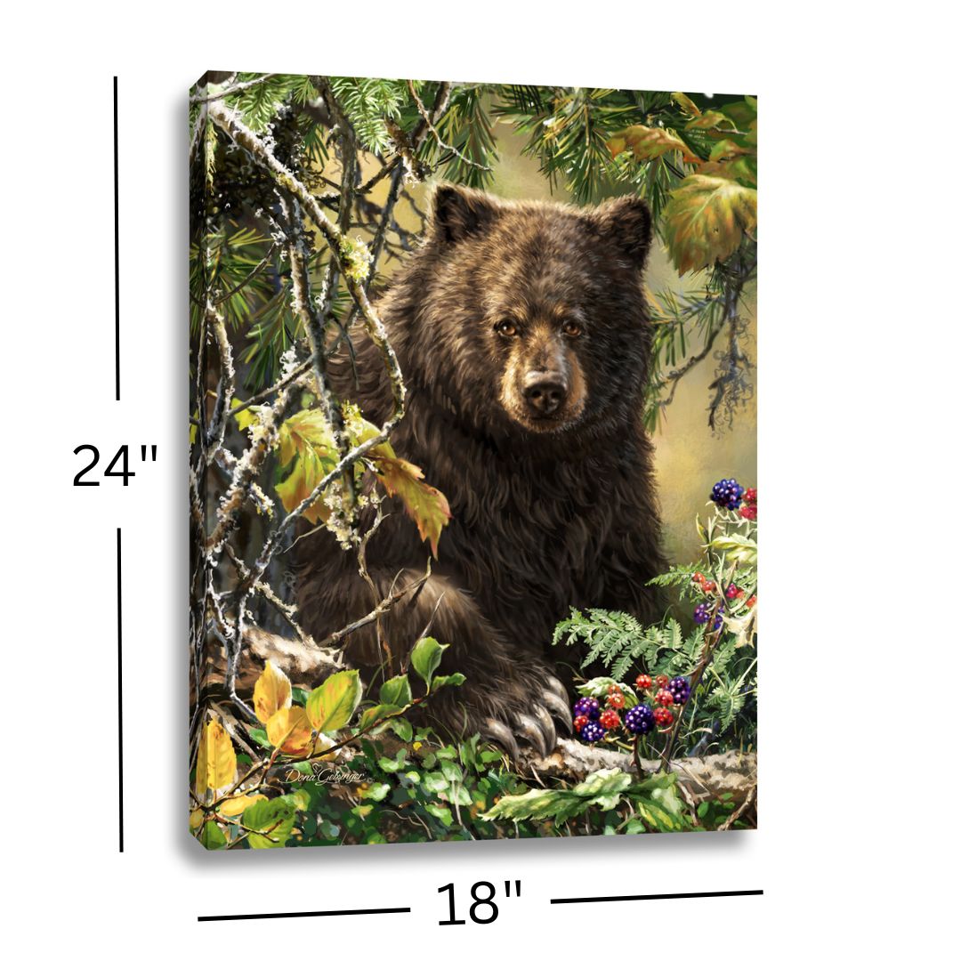 Black Bear Woods 18x24 Fully Illuminated LED Wall Art