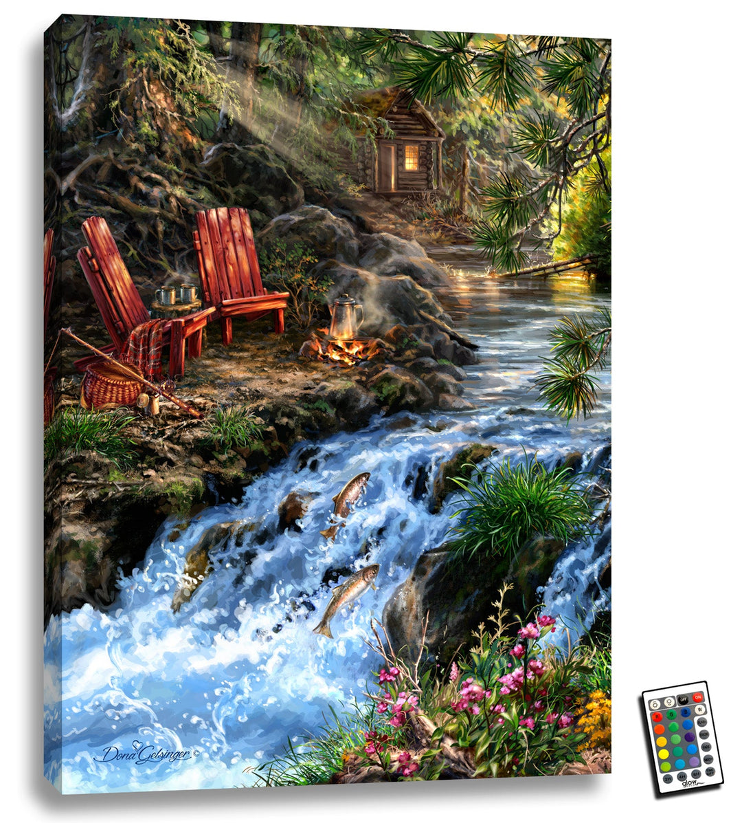 The Fishing Hole 18x24 Fully Illuminated LED Wall Art, handcrafted Christmas gift, Grande Place, Lancaster County PA