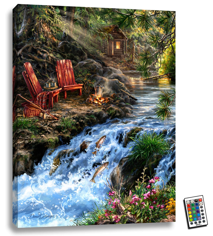 The Fishing Hole 18x24 Fully Illuminated LED Wall Art, handcrafted Christmas gift, Grande Place, Lancaster County PA