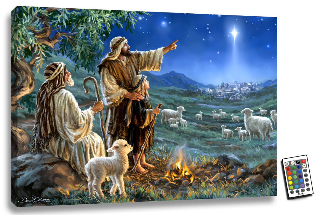 Shepherds Afield 18x24 Fully Illuminated LED Wall Art, handcrafted Christmas gift, Grande Place, Lancaster County PA