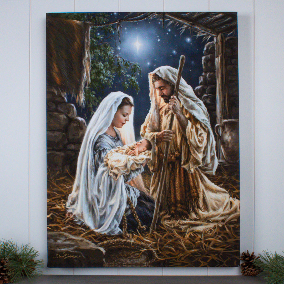 Born in a Manger 18x24 Fully Illuminated LED Wall Art