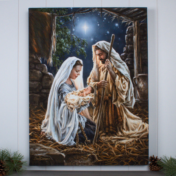 Born in a Manger 18x24 Fully Illuminated LED Wall Art