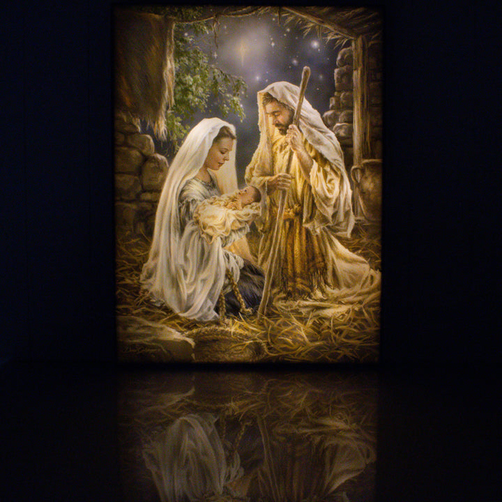 Born in a Manger 18x24 Fully Illuminated LED Wall Art
