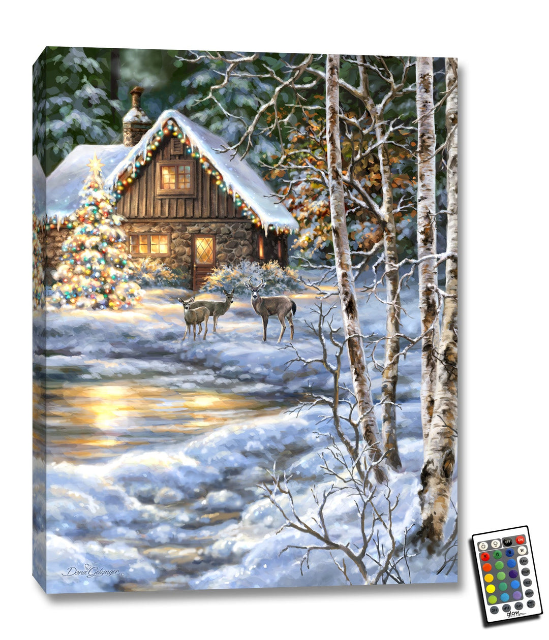 Christmas At the Cabin 18x24 Fully Illuminated LED Wall Art, handcrafted Christmas gift, Grande Place, Lancaster County PA
