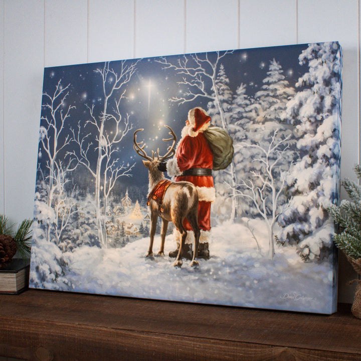 Starry Night Santa 18x24 Fully Illuminated LED Wall Art