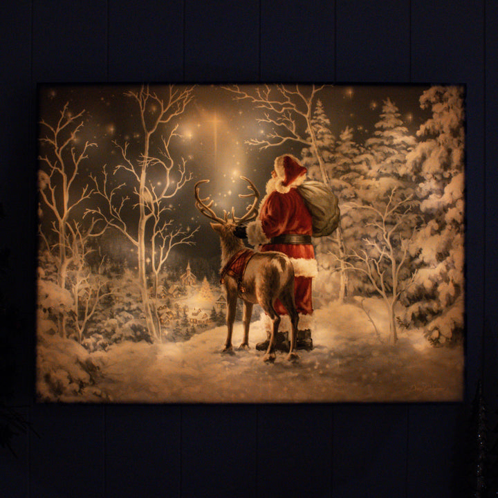 Starry Night Santa 18x24 Fully Illuminated LED Wall Art