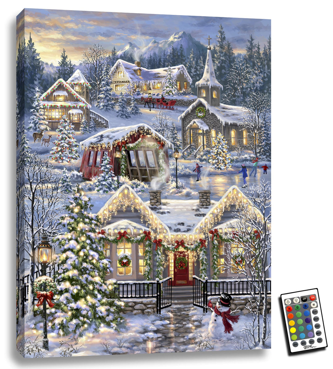 Christmas Village 18x24 Fully Illuminated LED Wall Art, handcrafted Christmas gift, Grande Place, Lancaster County PA