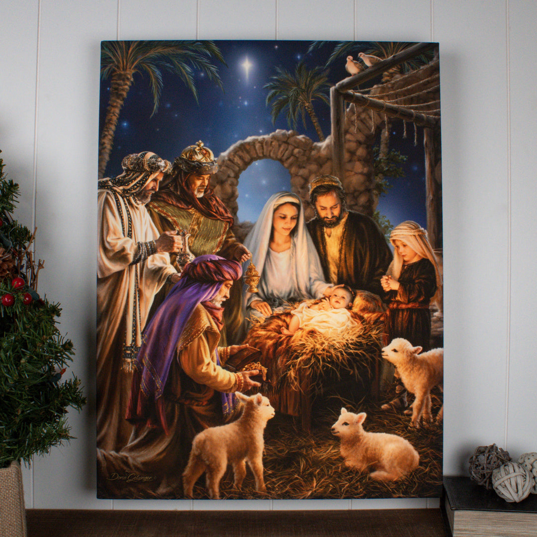 The Nativity 18x24 Fully Illuminated LED Wall Art, handcrafted Christmas gift, Grande Place, Lancaster County PA