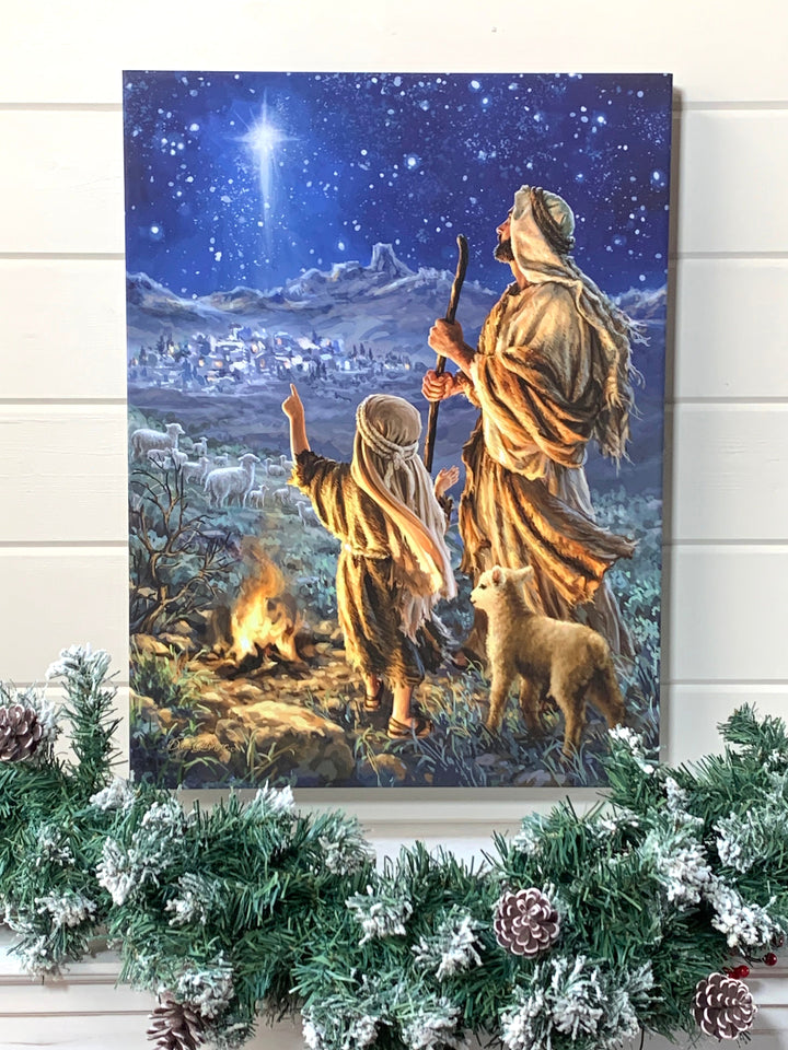 Shepherds Keeping Watch 18x24 Fully Illuminated LED Wall Art, handcrafted Christmas gift, Grande Place, Lancaster County PA