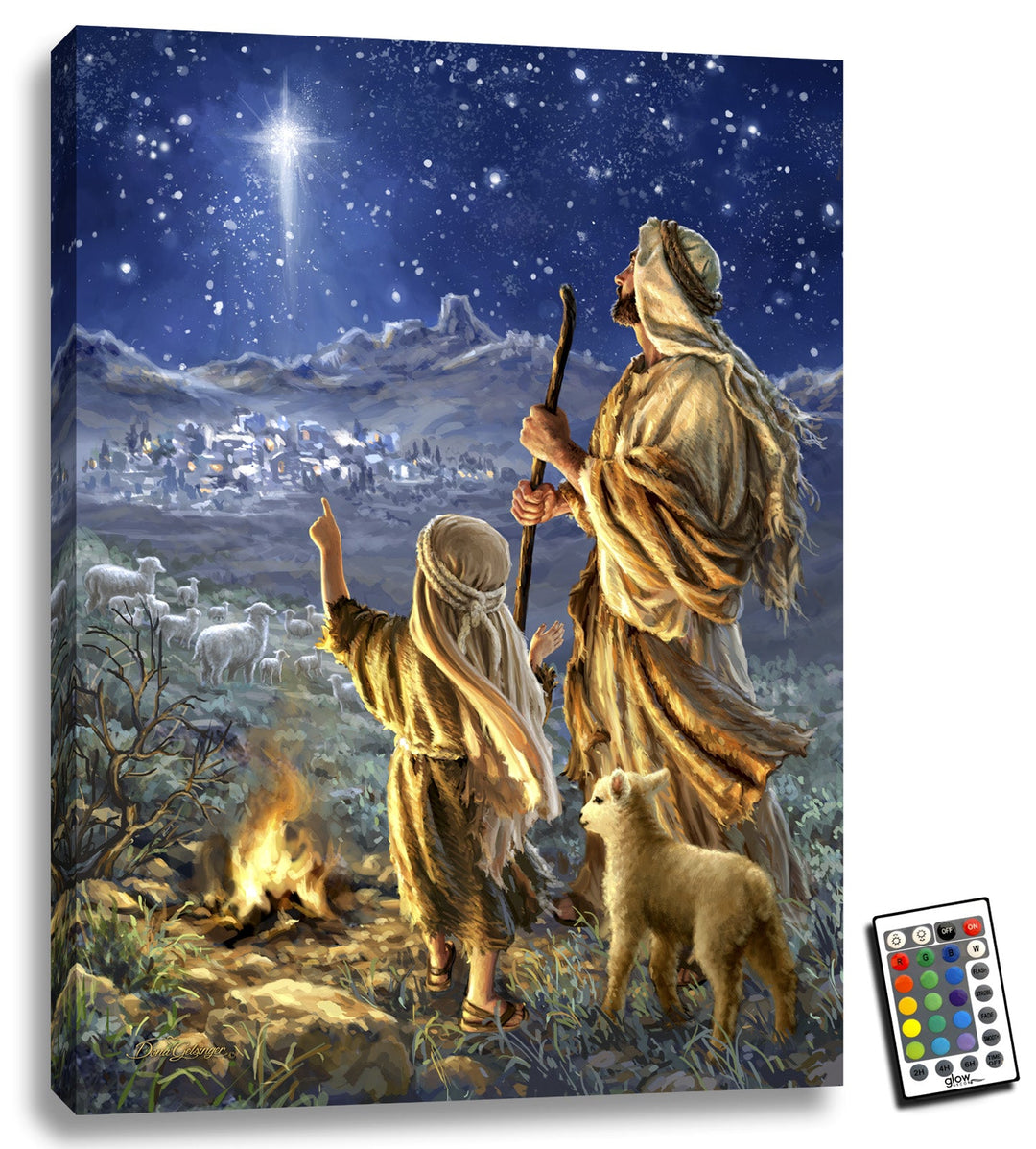 Shepherds Keeping Watch 18x24 Fully Illuminated LED Wall Art