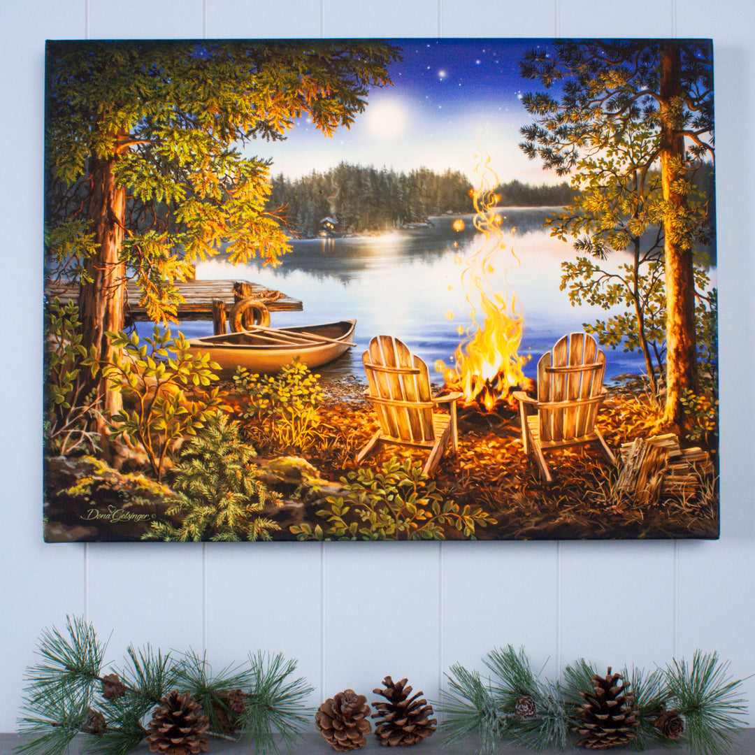 Lakeside 18x24 Fully Illuminated LED Wall Art, handcrafted Christmas gift, Grande Place, Lancaster County PA
