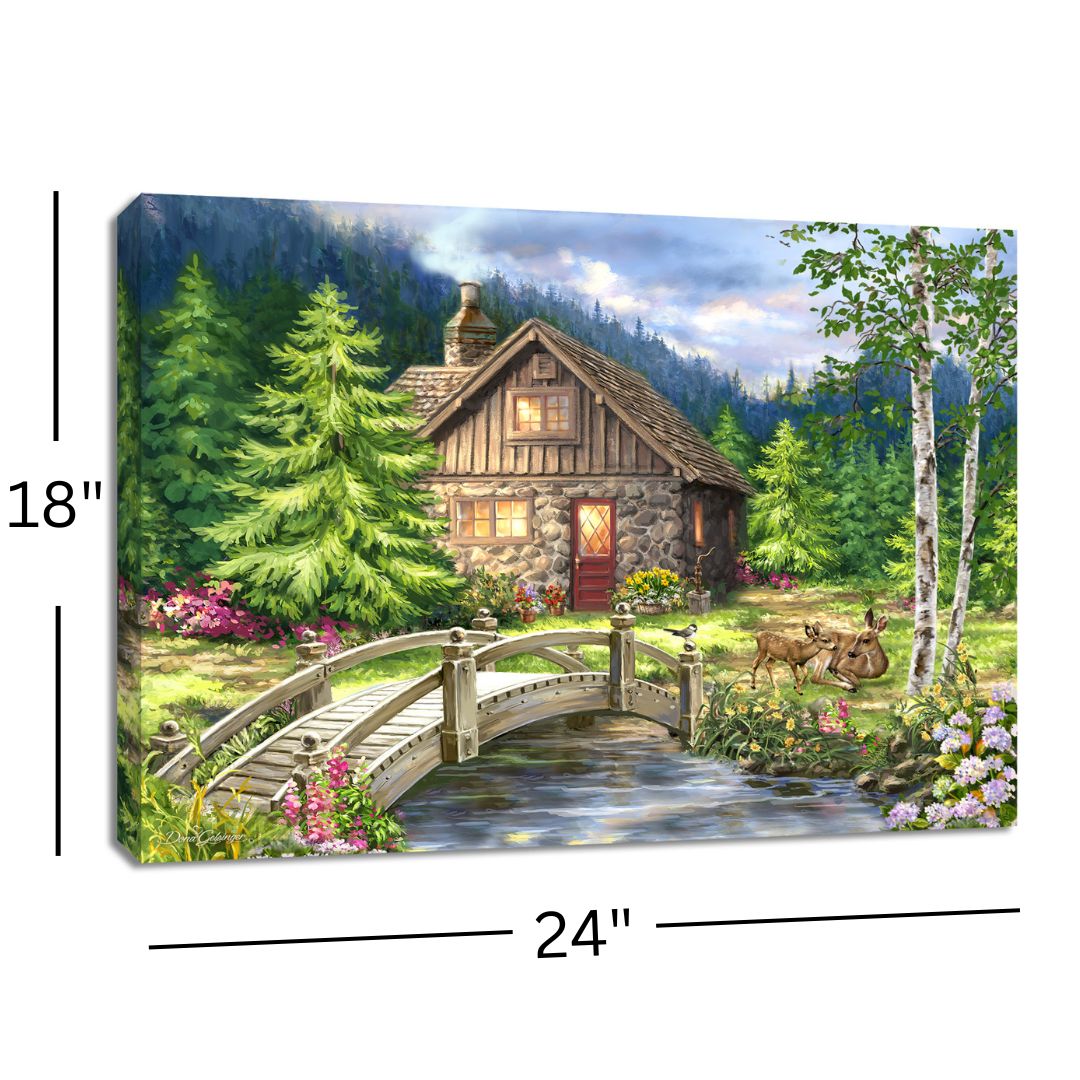 The Old Stone Cottage 18x24 Fully Illuminated LED Wall Art