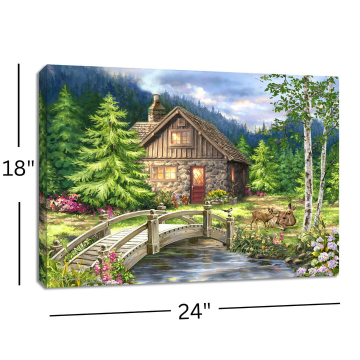 The Old Stone Cottage 18x24 Fully Illuminated LED Wall Art