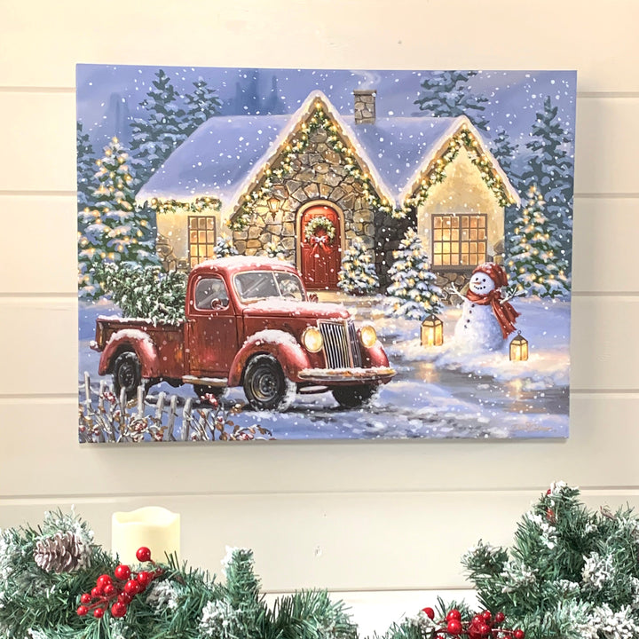 Christmas Light Lane 18x24 Fully Illuminated LED Wall Art, handcrafted Christmas gift, Grande Place, Lancaster County PA