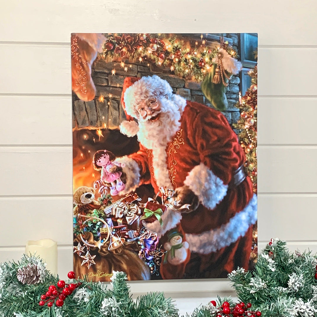 Filling the Stocking 18x24 Fully Illuminated LED Wall Art, handcrafted Christmas gift, Grande Place, Lancaster County PA