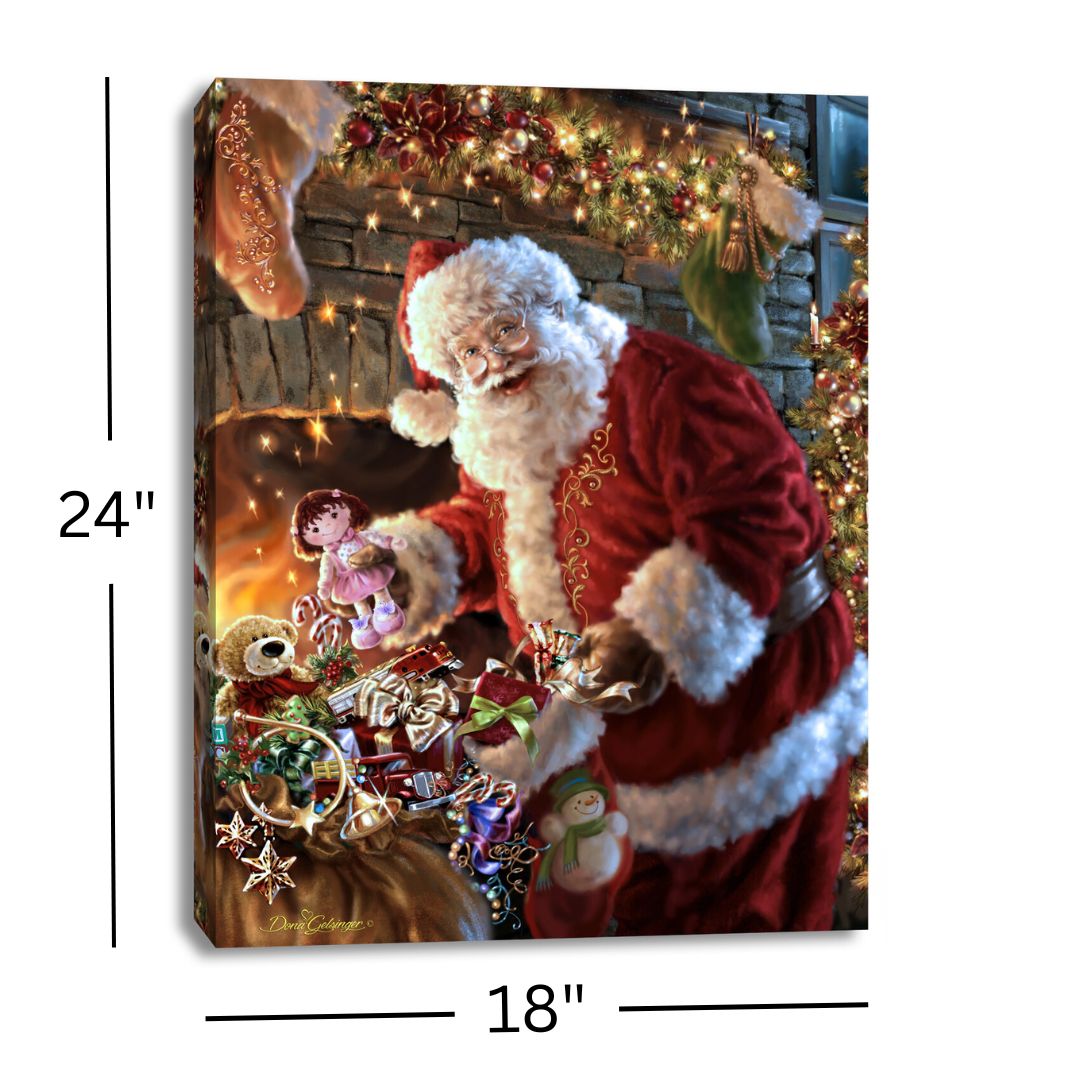 Filling the Stocking 18x24 Fully Illuminated LED Wall Art