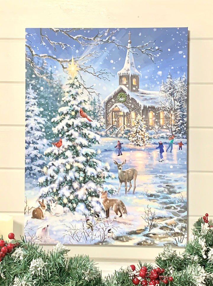 Rejoice 18x24 Fully Illuminated LED Wall Art, handcrafted Christmas gift, Grande Place, Lancaster County PA