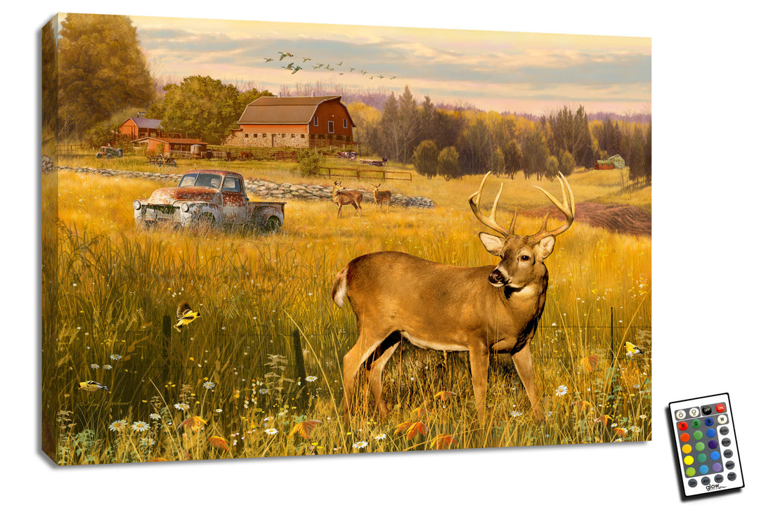 Deer in the Meadow 18x24 Fully Illuminated LED Wall Art, handcrafted Christmas gift, Grande Place, Lancaster County PA